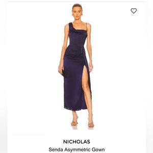 NICHOLAS brown silk Senda Asymmetric Gown